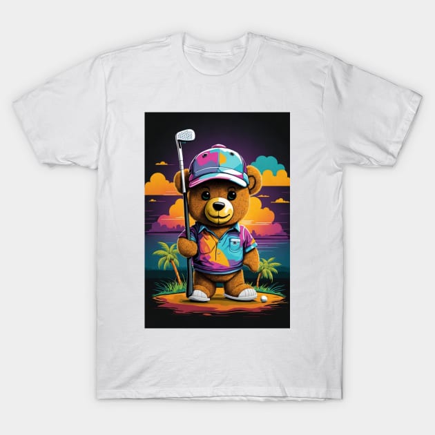 teddy bear playing golf T-Shirt by Majkel&Majkel